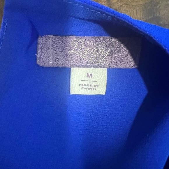Stitch fix Truly Poppy open shoulder ruffle sleeve blue blouse. - Picture 5 of 5